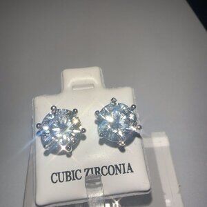 Cubic Zirconia Stud Earrings 925 Sterling Silver 4 Cttw